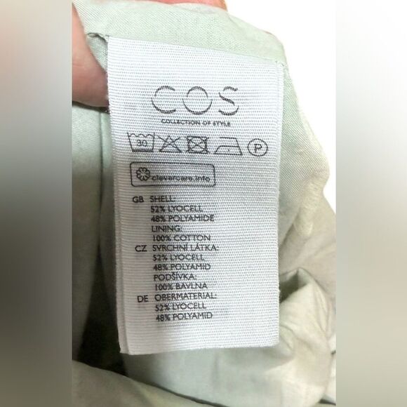 COS Sage Green Gathered Voluminous Bubble Hem Sleeveless Oversized Dress EU 32 - Picture 6 of 6